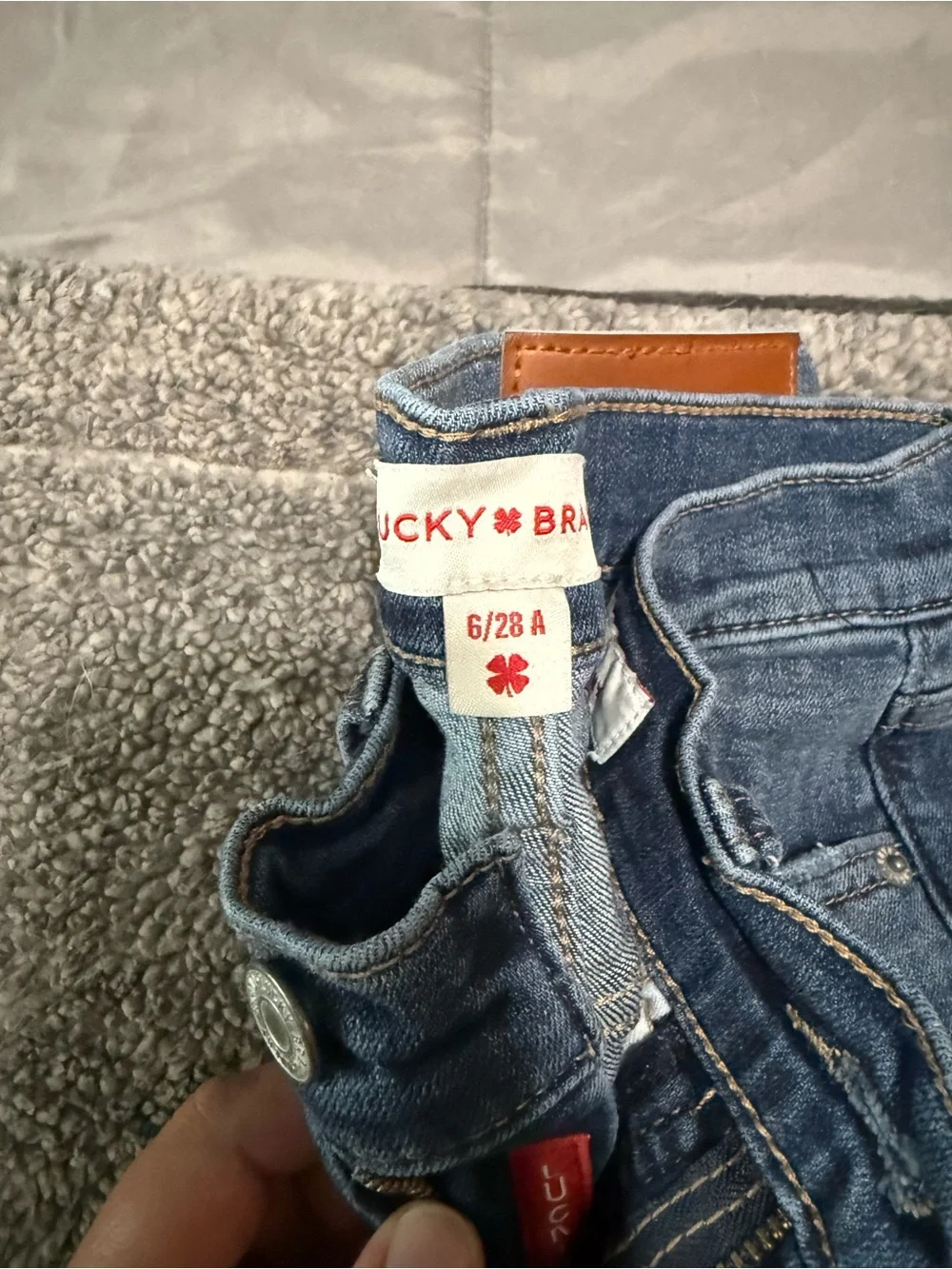 Lucky Brand Distressed Hem Mid-Blue Ankle Jeans
